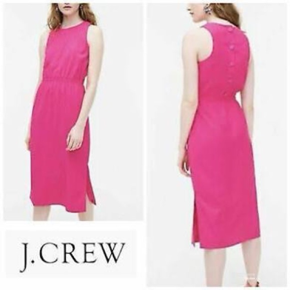 J. Crew Pink Fuchsia Sleeveless Summer Midi Dress NWT